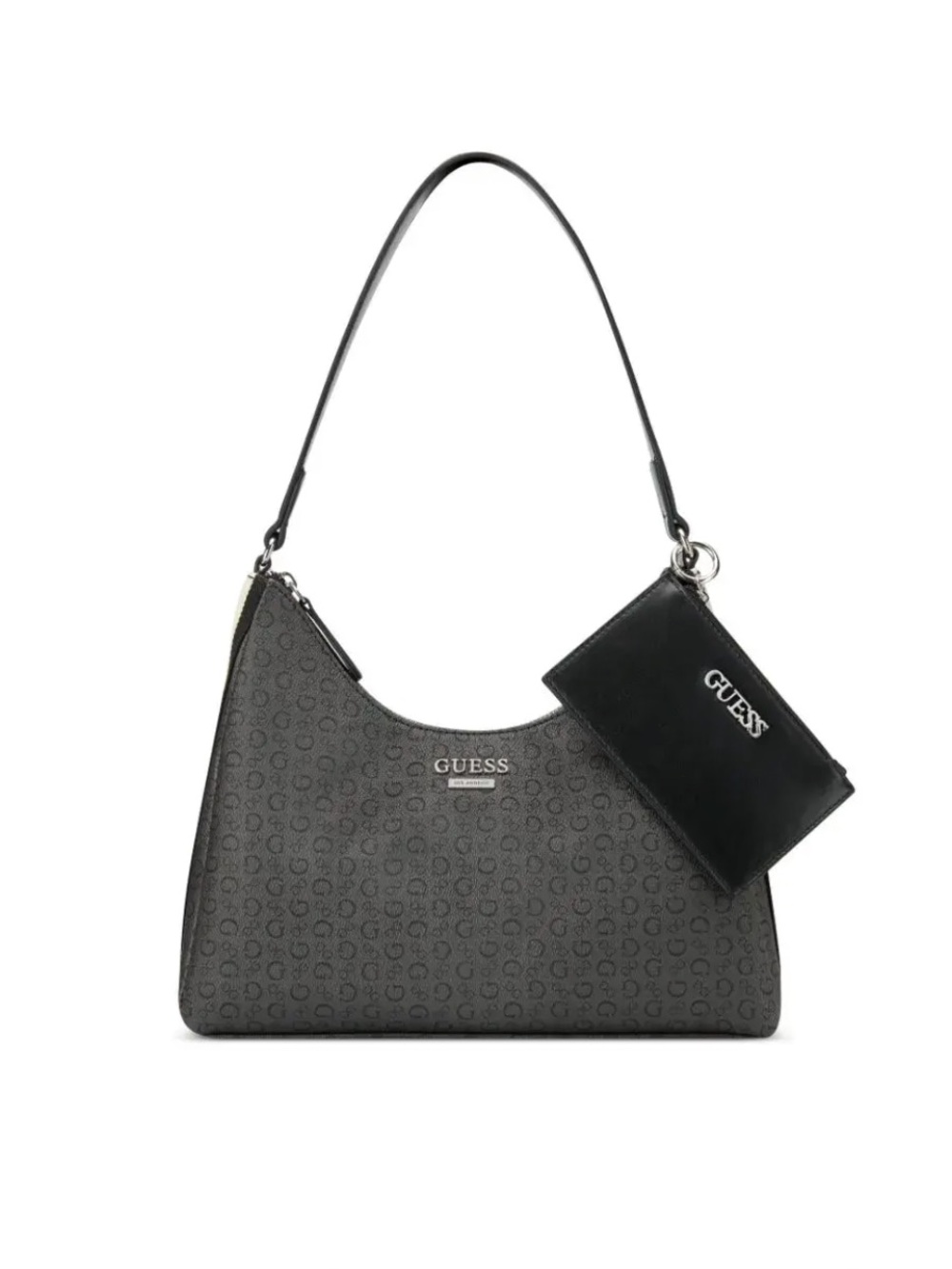GUESS Carris Hobo Bag Black Logo Shoulder Bag with Pouch NWOT